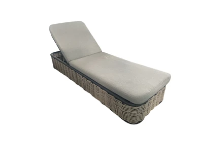 Light Grey Rattan Sun Lounger